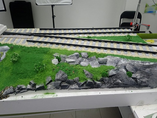 Действующий макет одиночного стрелочного перевода